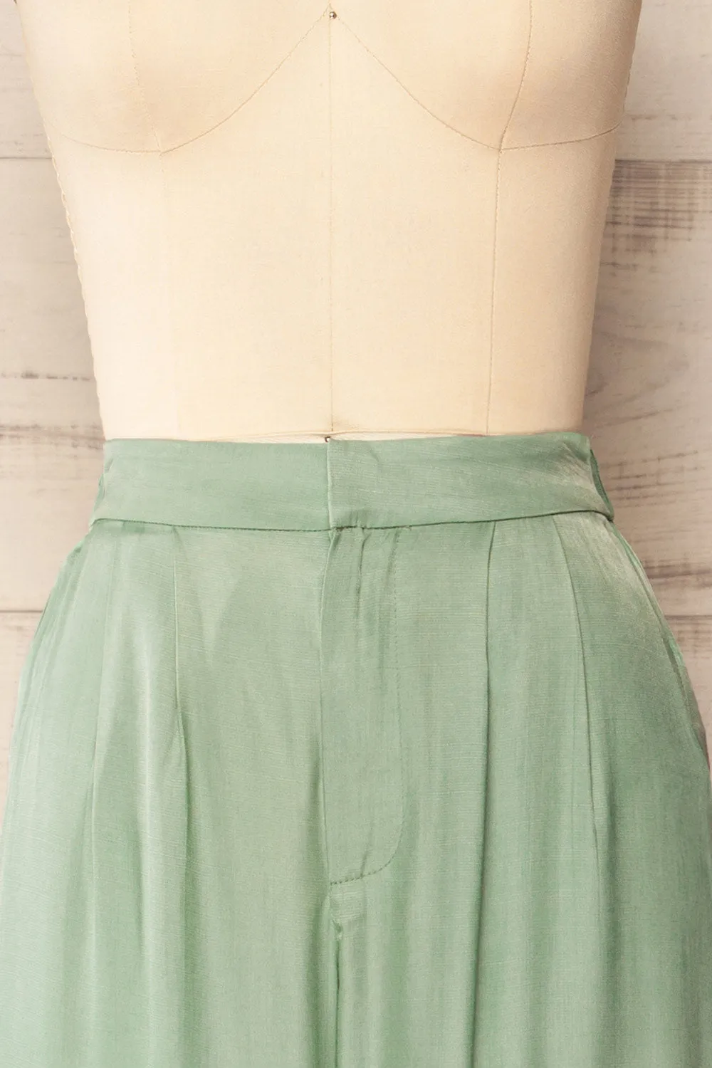 Urgench | Teal Silky High-Waisted Pants