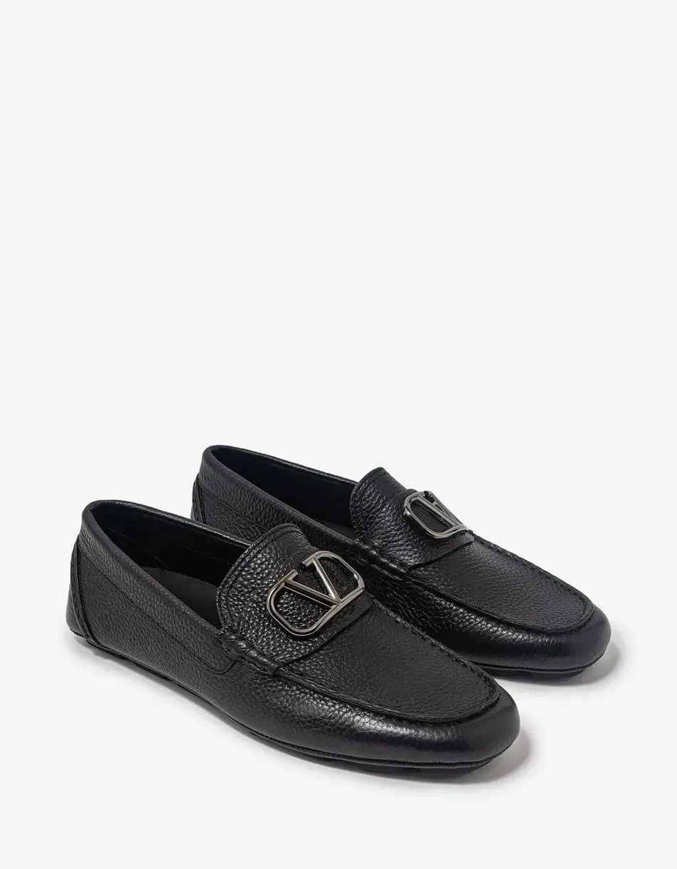 Valentino Black VLogo Driving Shoes