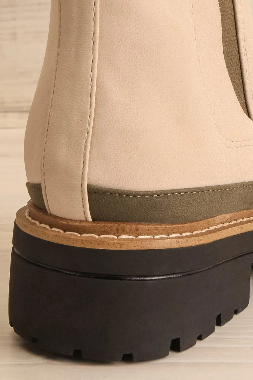 Valenttia Beige | Chelsea Faux-Leather Boots