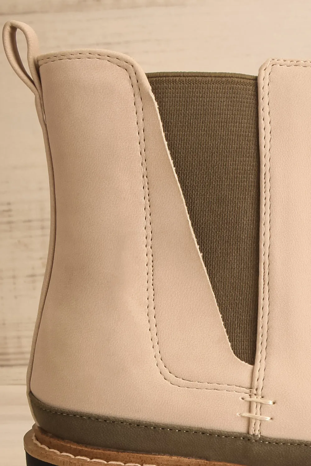 Valenttia Beige | Chelsea Faux-Leather Boots