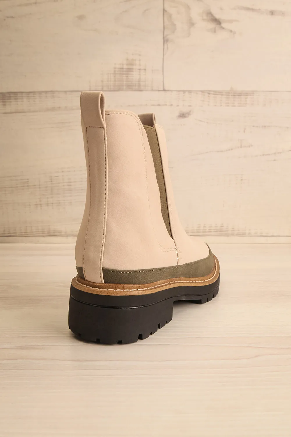 Valenttia Beige | Chelsea Faux-Leather Boots