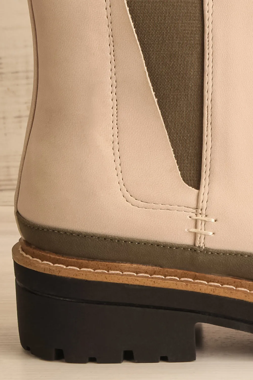 Valenttia Beige | Chelsea Faux-Leather Boots
