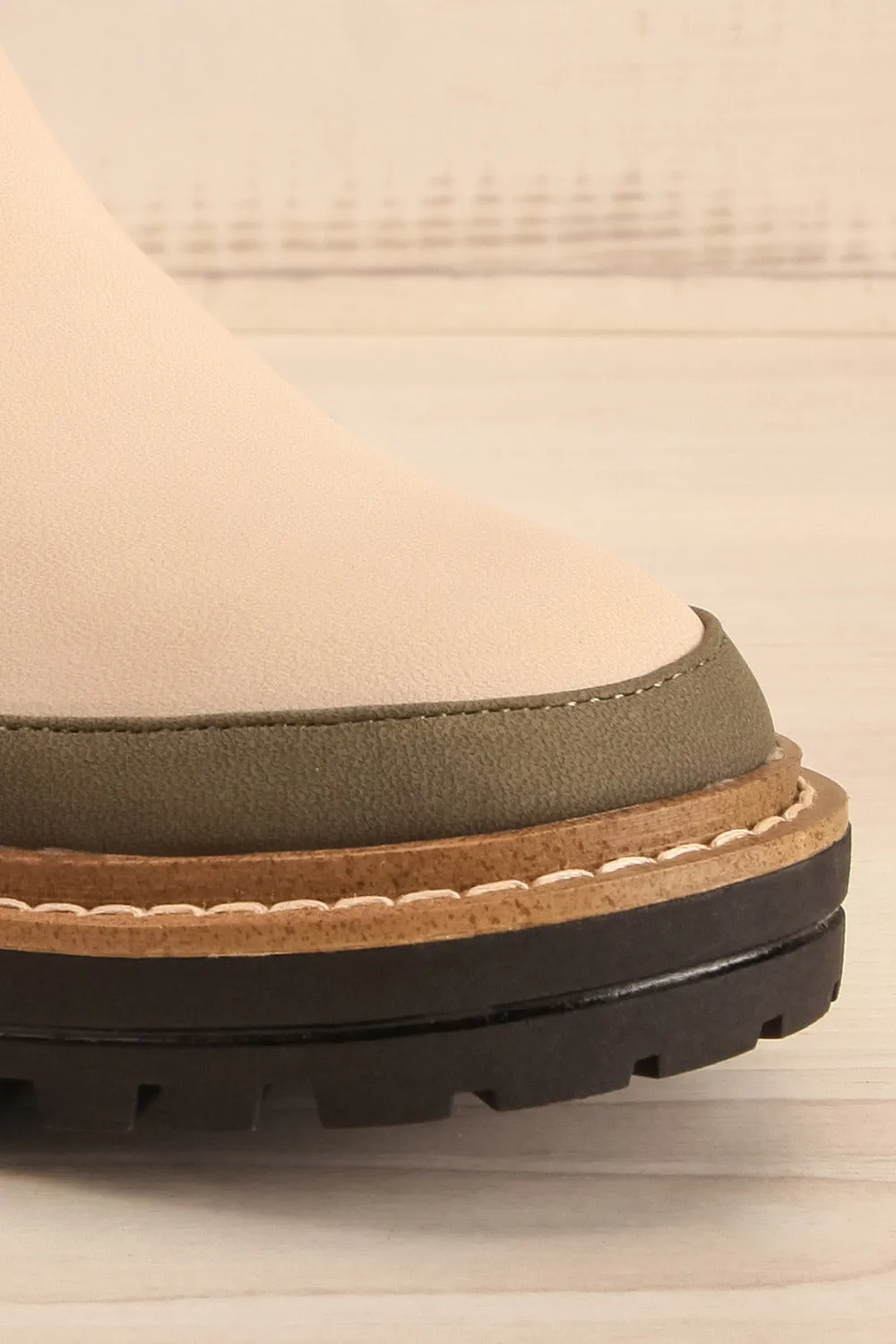 Valenttia Beige | Chelsea Faux-Leather Boots