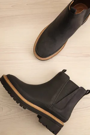 Valenttia Black | Chelsea Faux-Leather Boots
