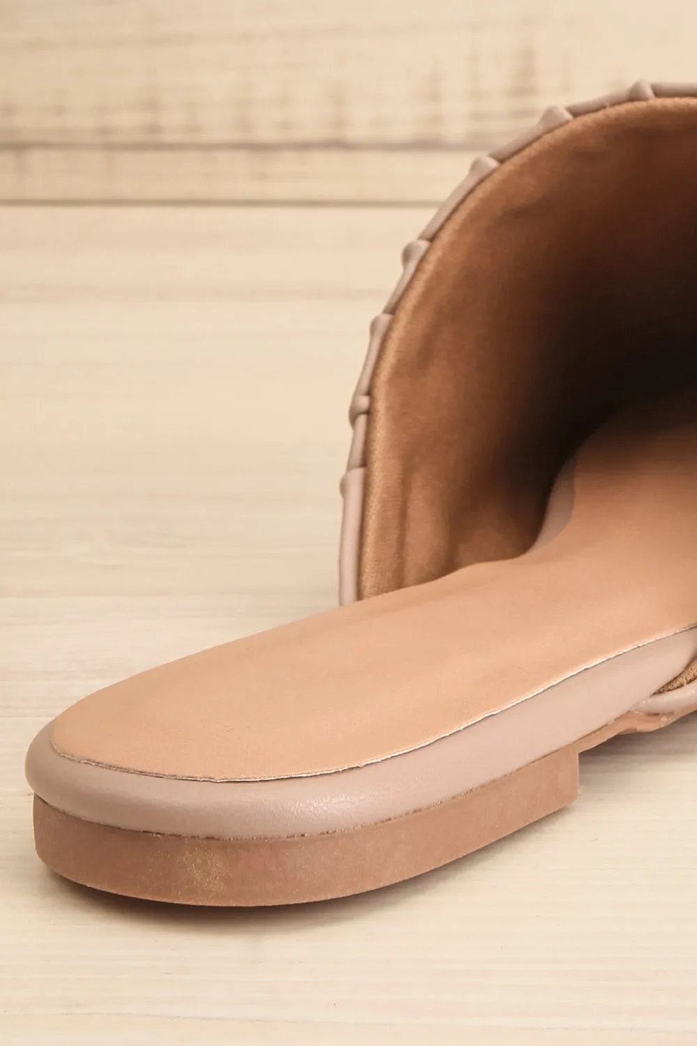 Vancouver Beige | Faux-Leather Pointed Toe Mules