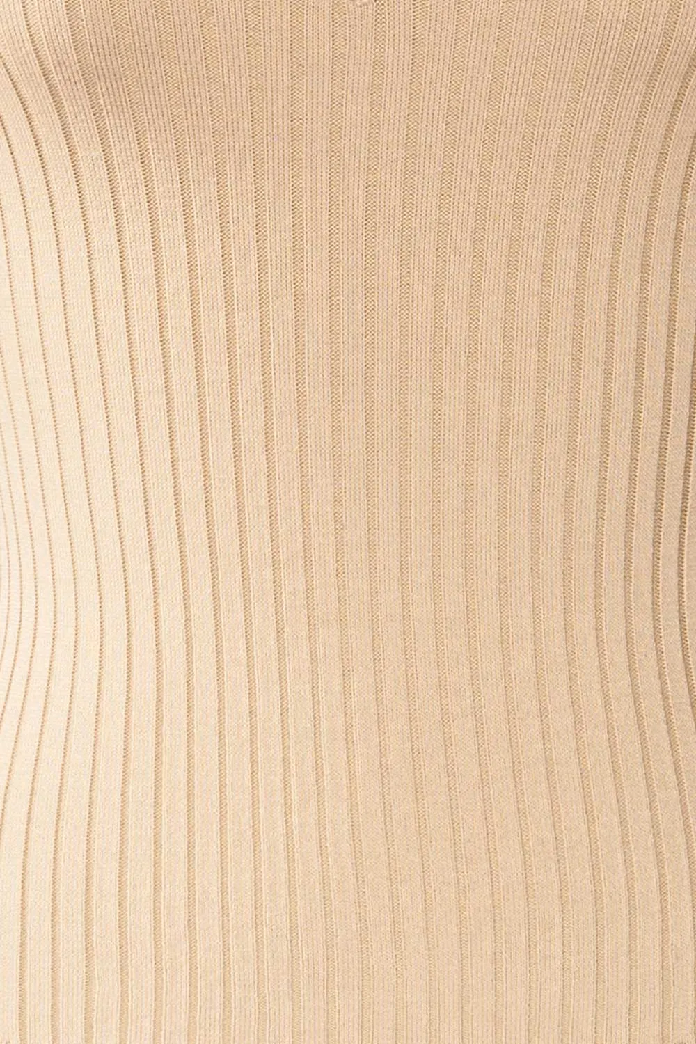 Vantaa Beige | Ribbed V-Neck Top