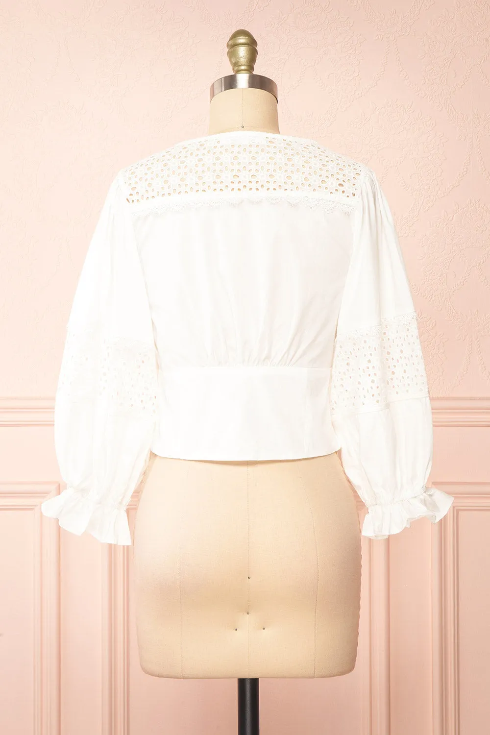 Vasilisa | White Button-Up Top w/ Openwork
