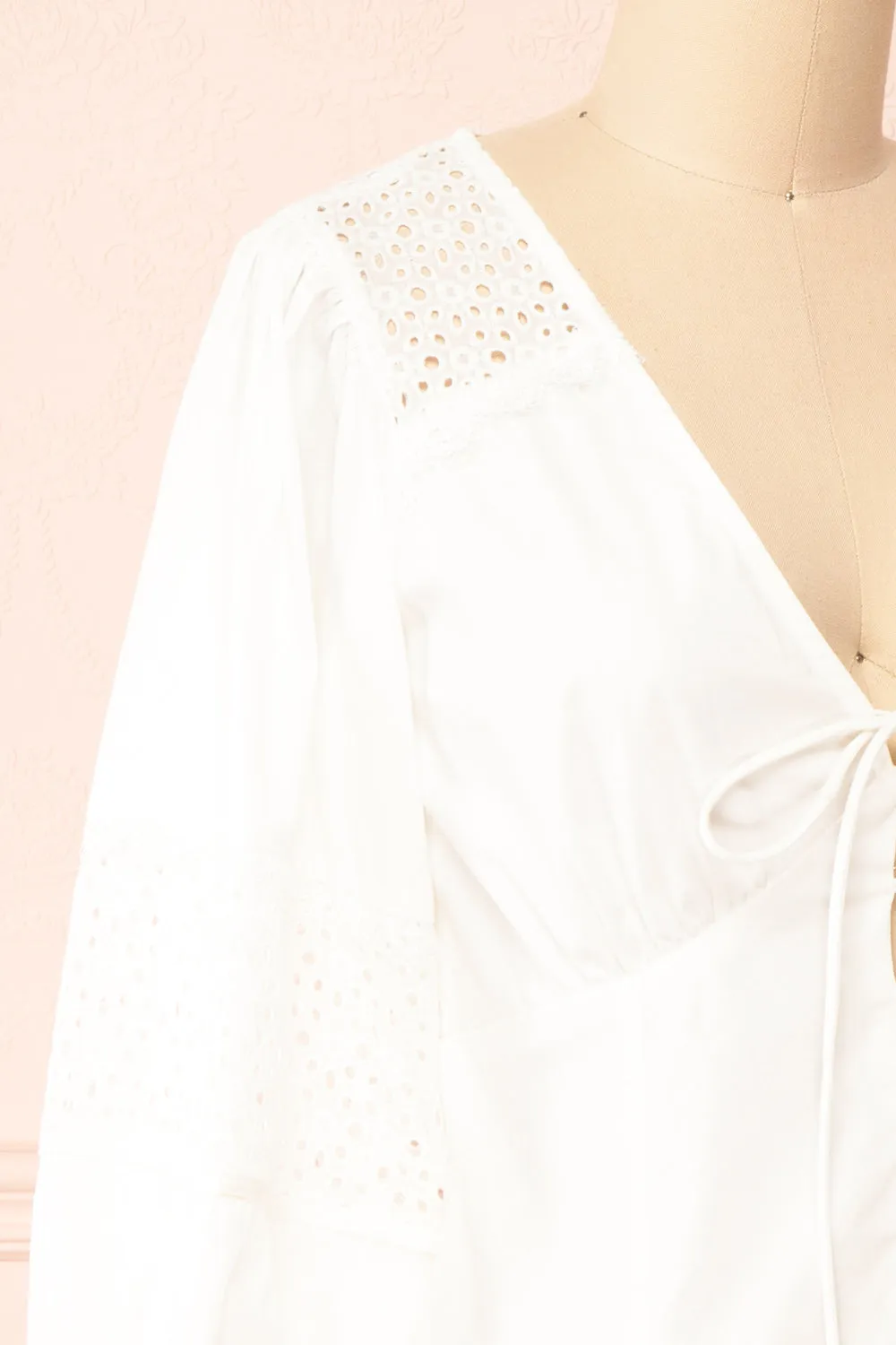 Vasilisa | White Button-Up Top w/ Openwork