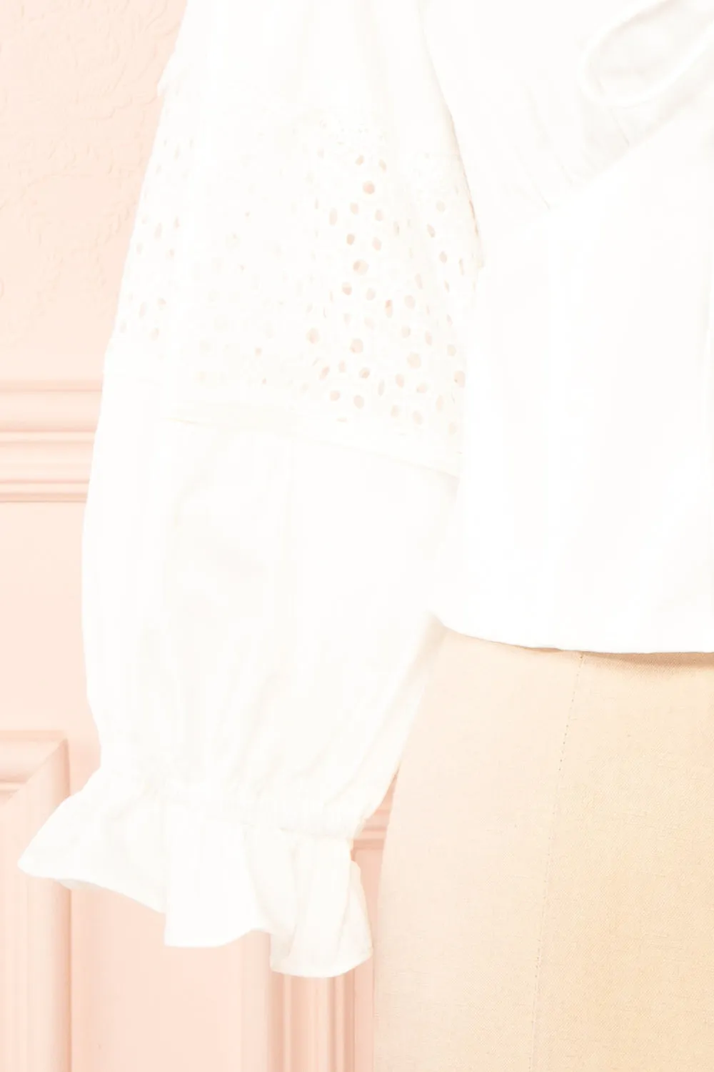 Vasilisa | White Button-Up Top w/ Openwork