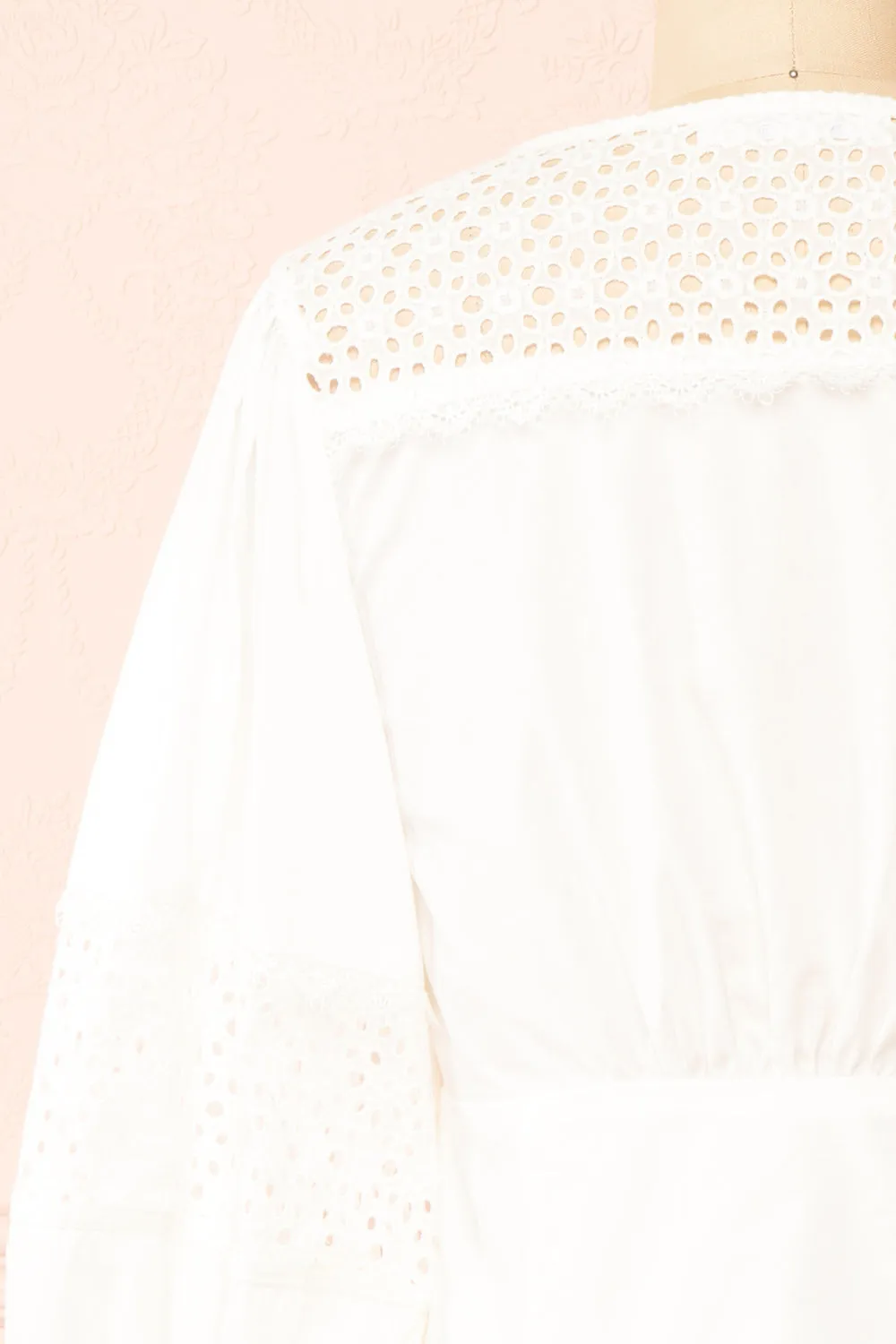 Vasilisa | White Button-Up Top w/ Openwork