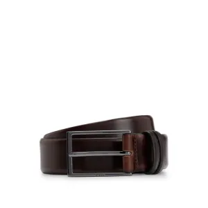 Vegetable-tanned leather belt with gunmetal hardware