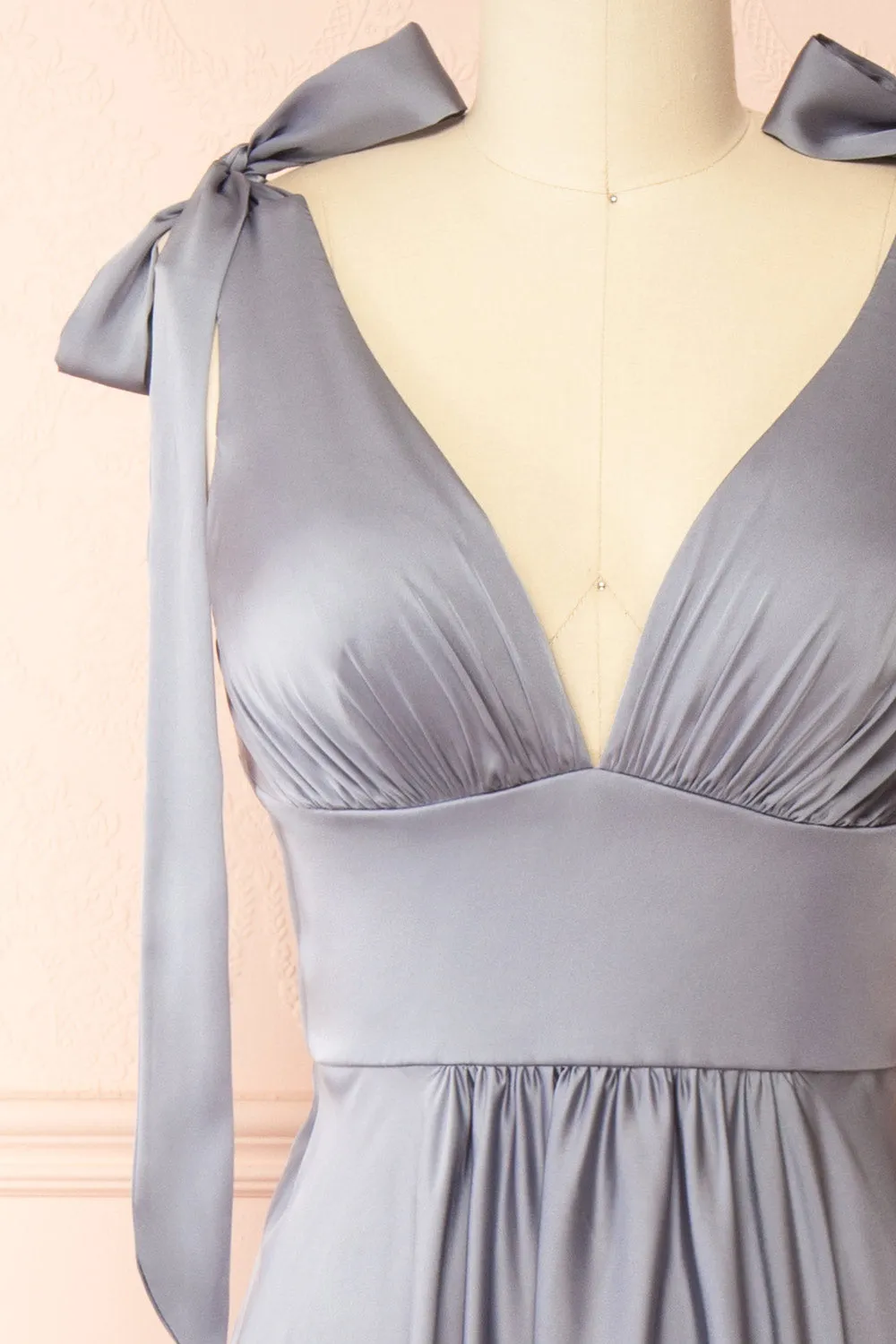 Vida Blue | Satin Midi Dress w/ Tie Straps