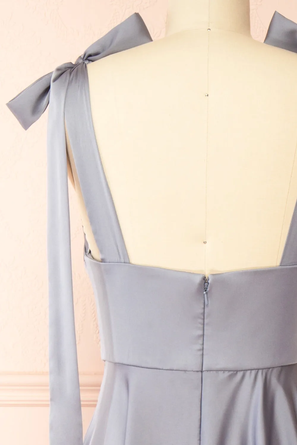 Vida Blue | Satin Midi Dress w/ Tie Straps
