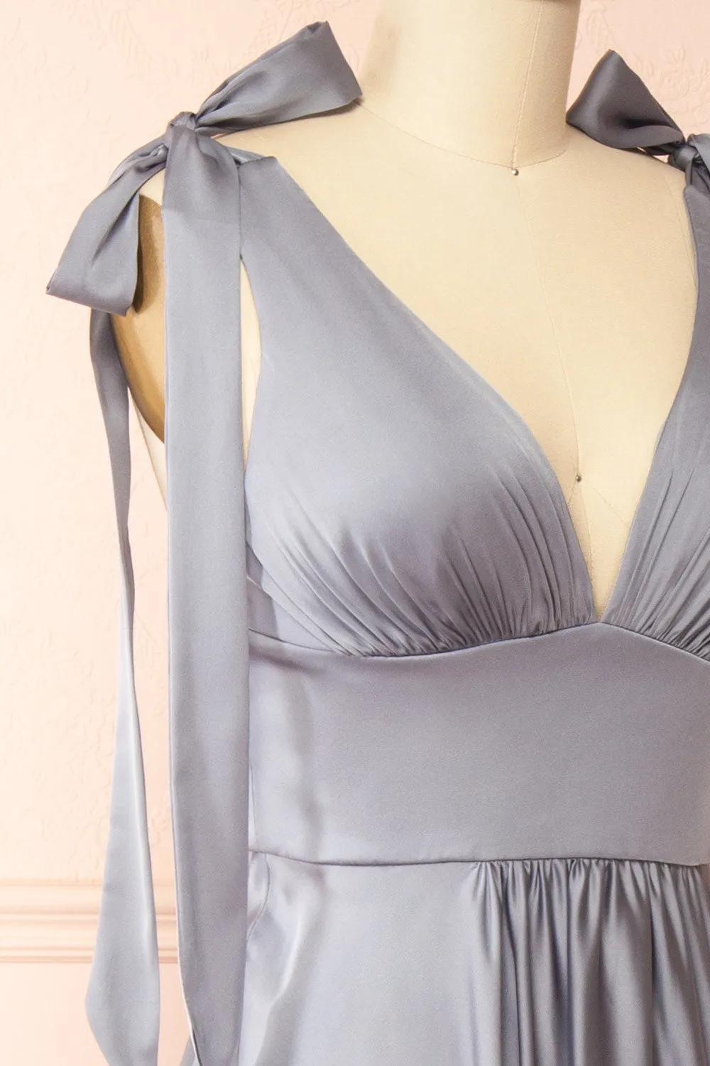 Vida Blue | Satin Midi Dress w/ Tie Straps