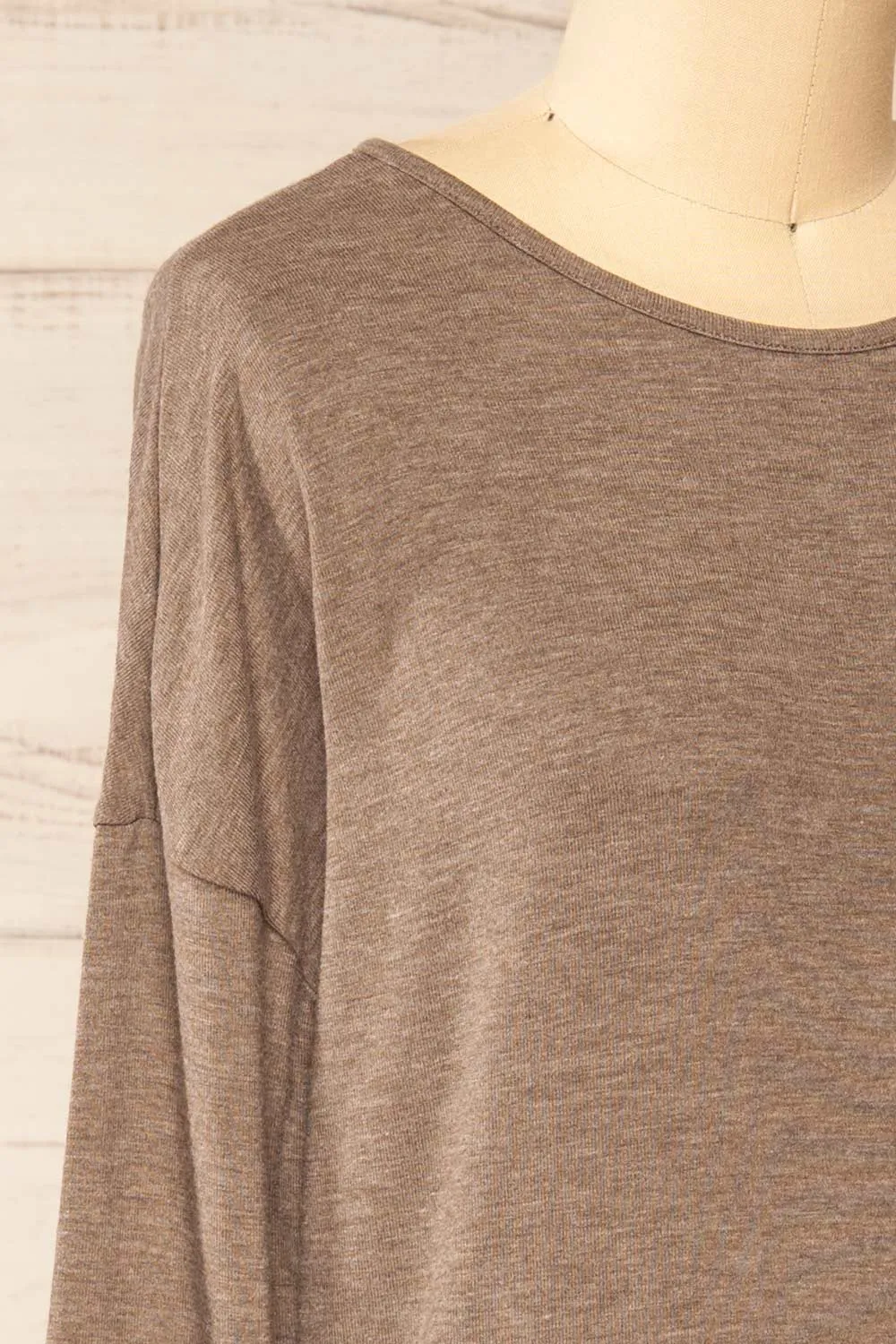 Vincennes Taupe | Round Collar 3/4 Sleeve Top