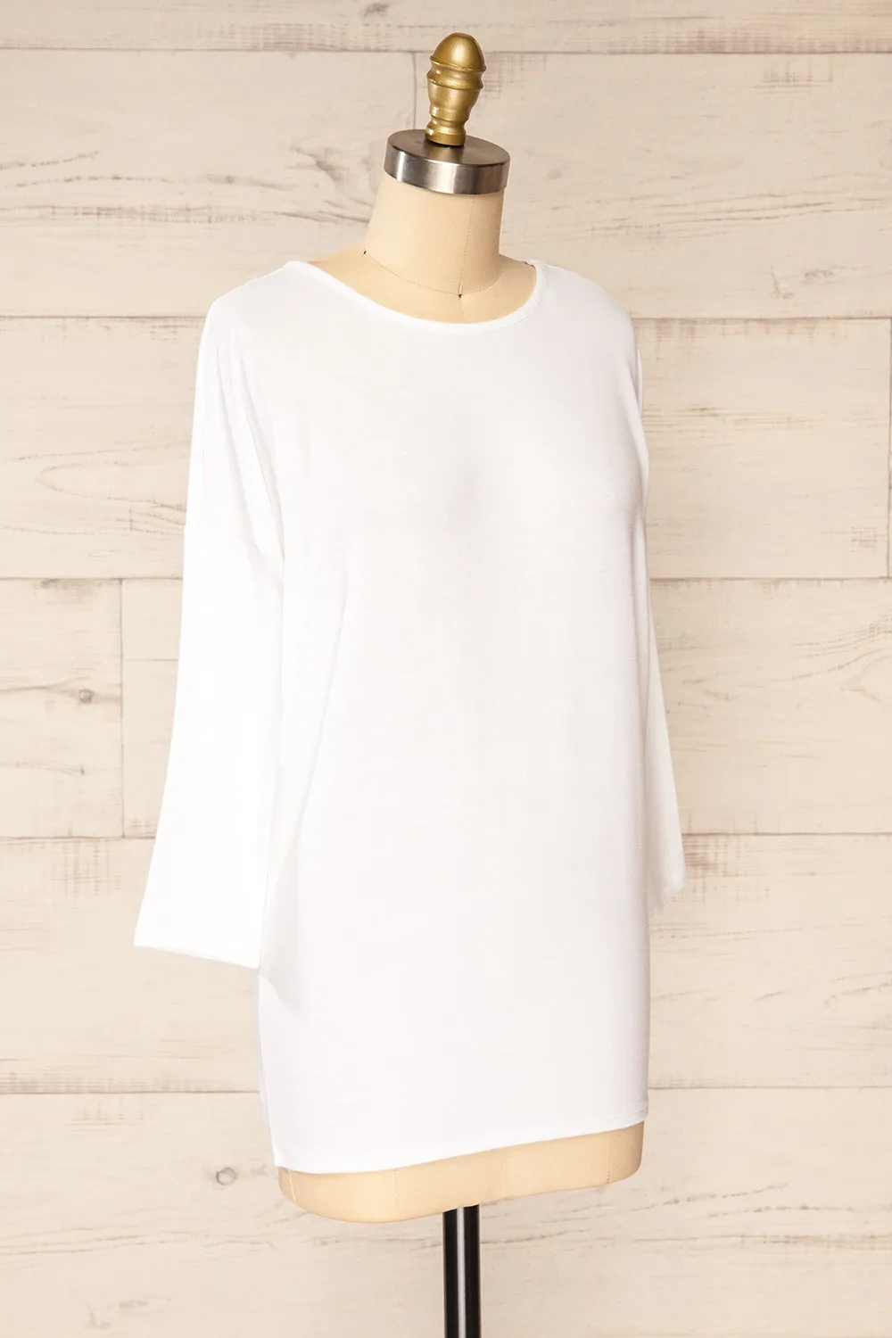 Vincennes White | Round Collar 3/4 Sleeve Top