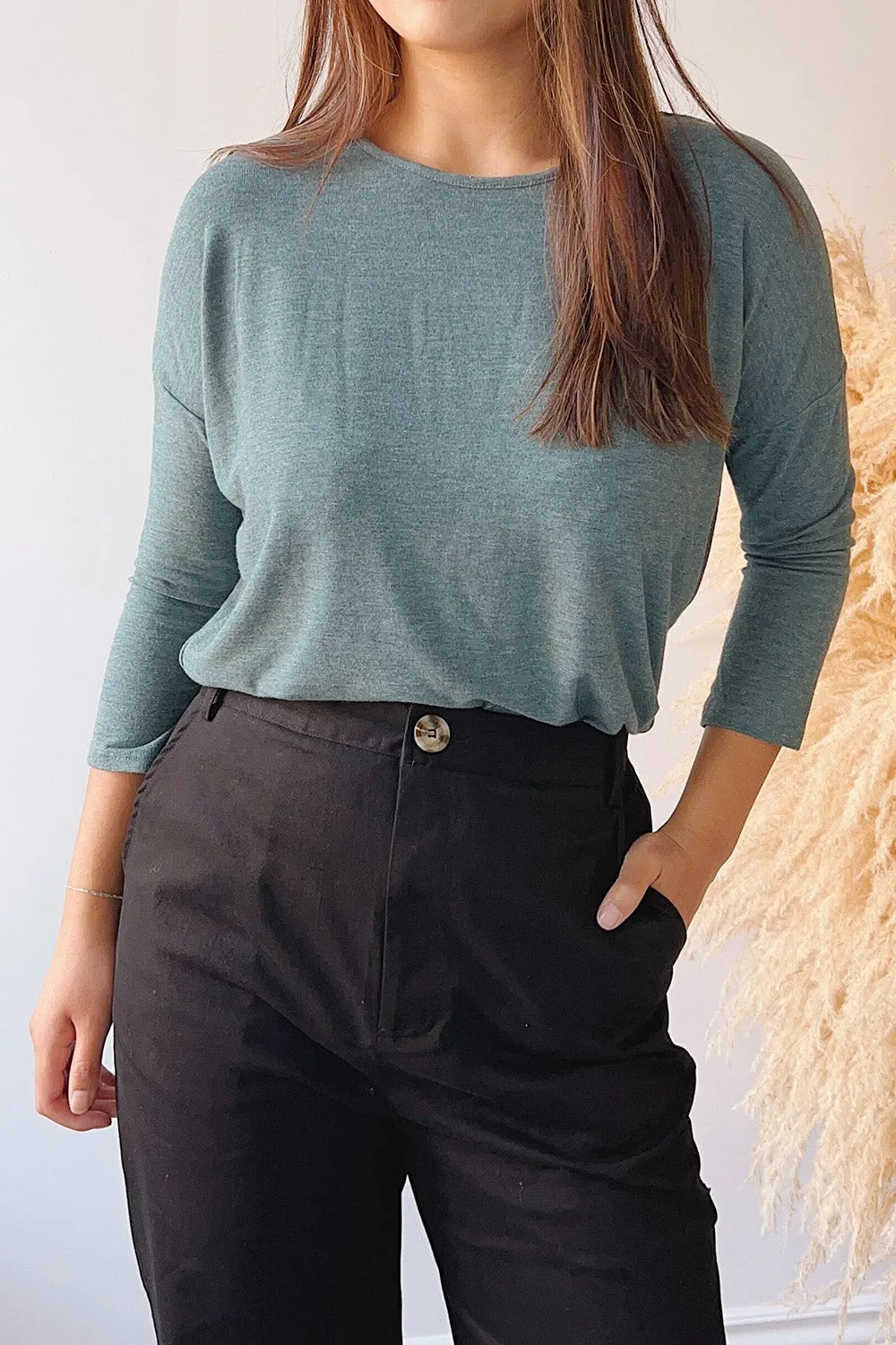 Vincennes White | Round Collar 3/4 Sleeve Top