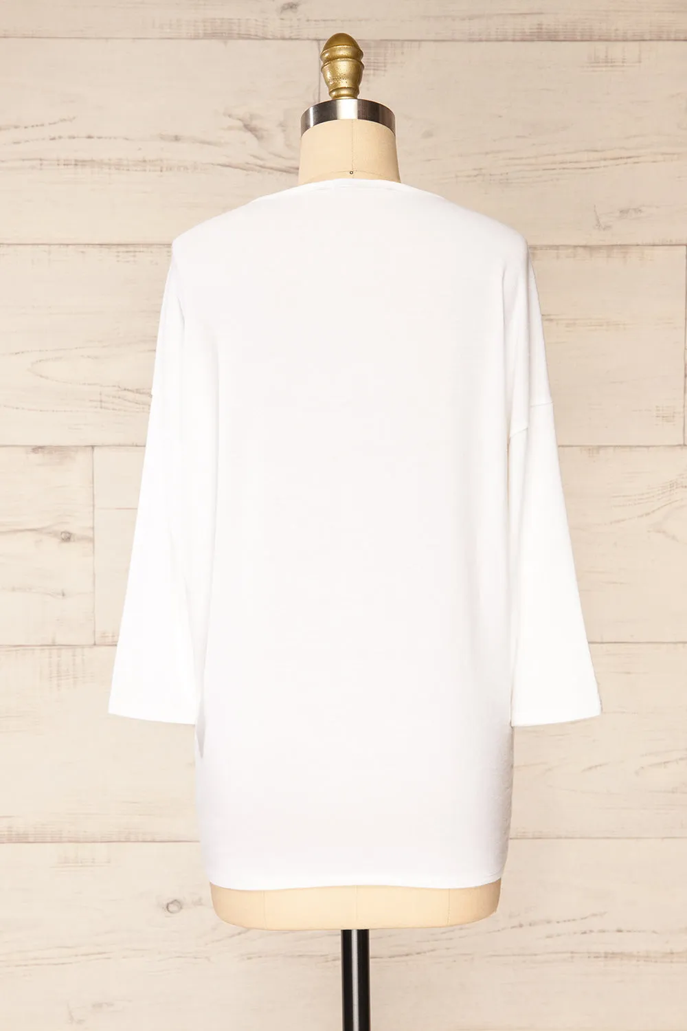 Vincennes White | Round Collar 3/4 Sleeve Top