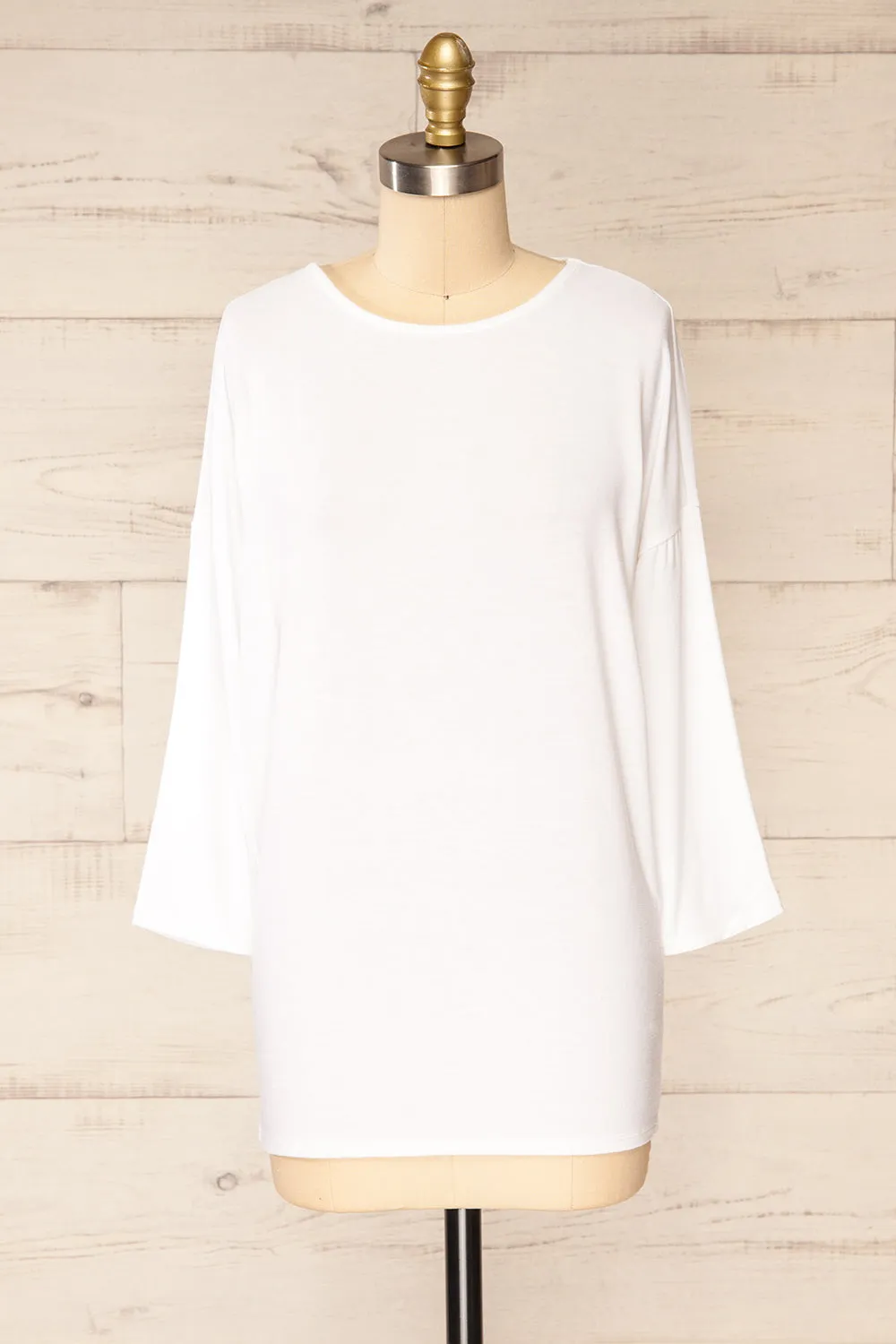 Vincennes White | Round Collar 3/4 Sleeve Top