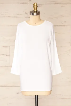Vincennes White | Round Collar 3/4 Sleeve Top