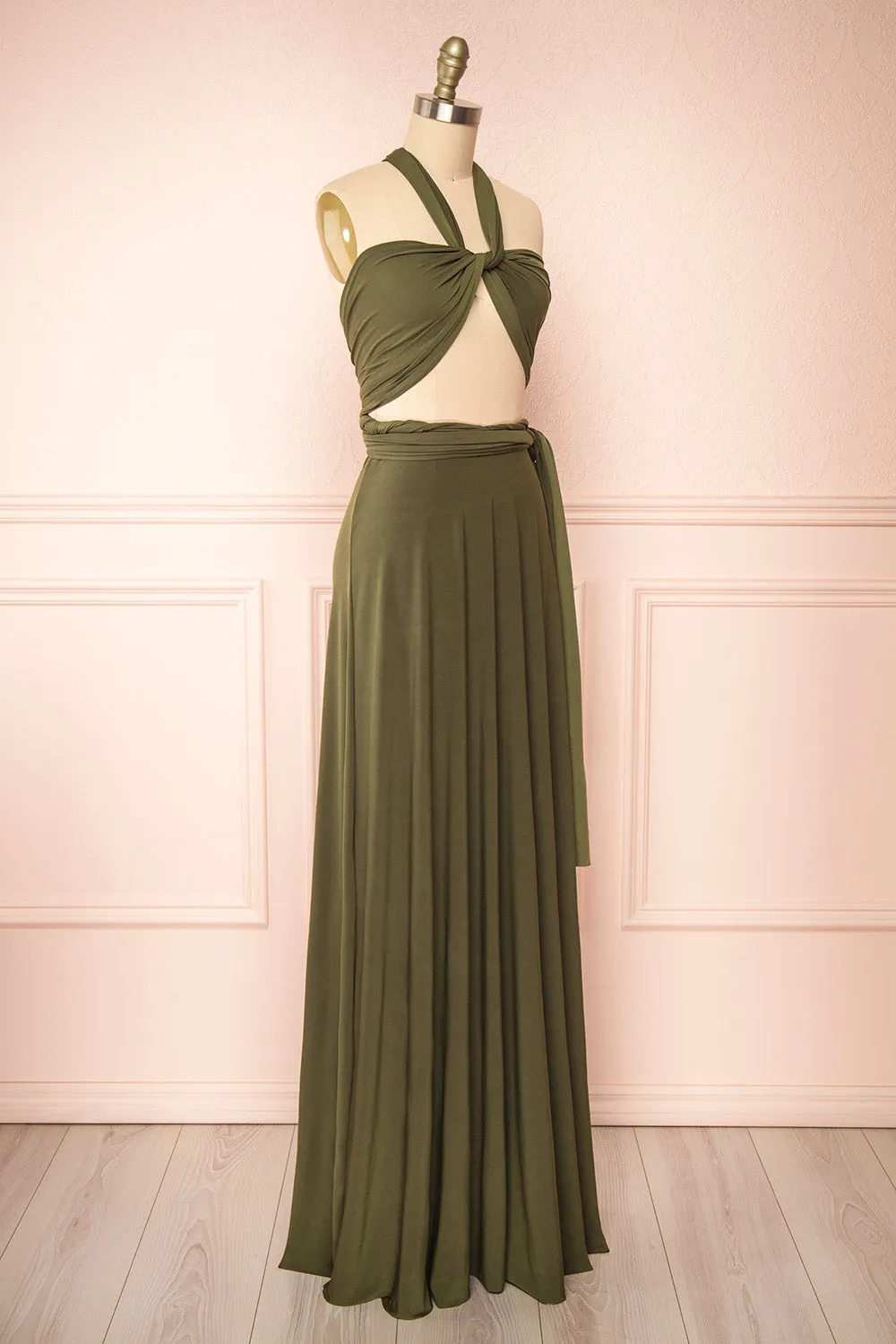 Violaine Khaki | Convertible Maxi Dress