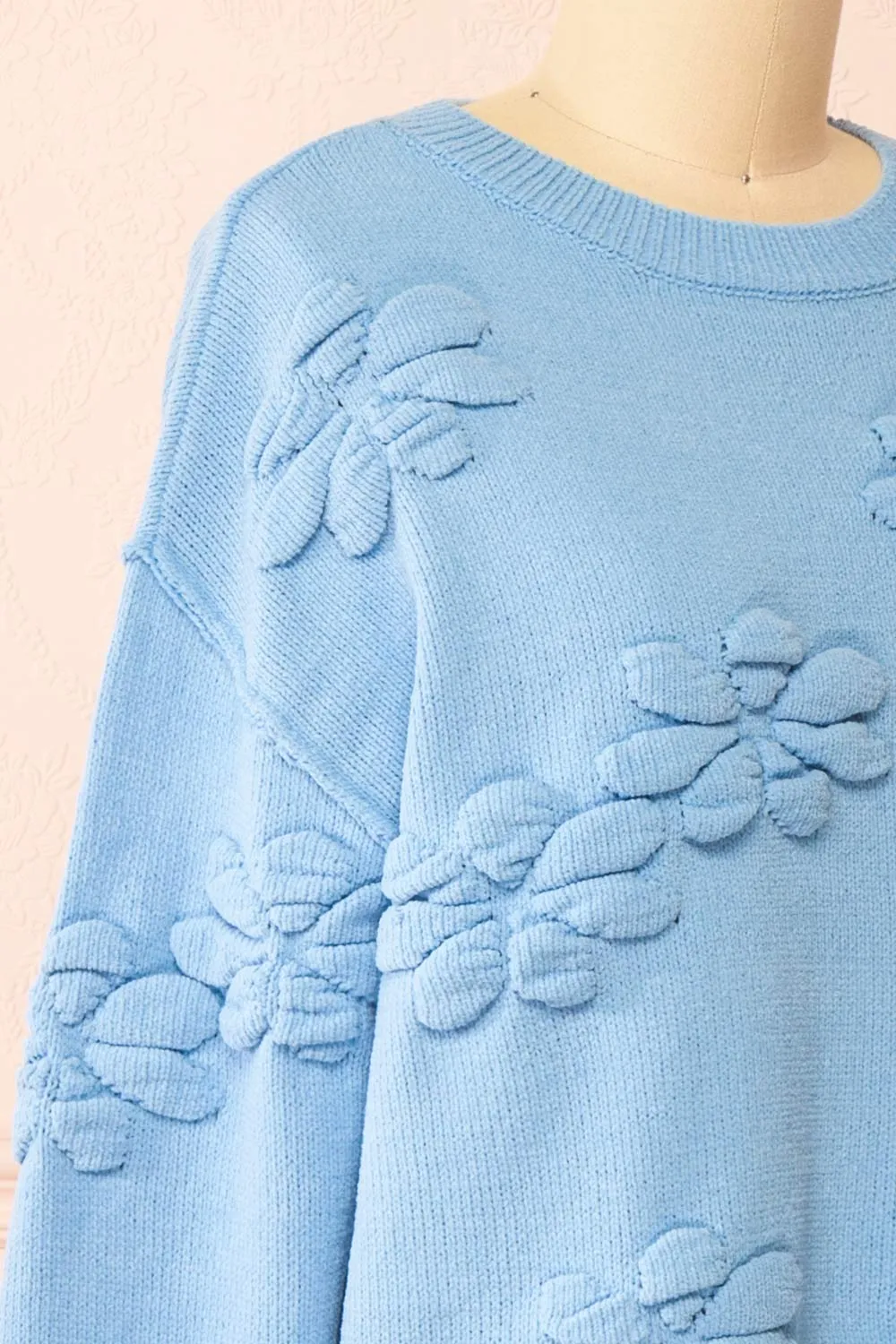 Vitis Blue | Sweater w/ 3D Floral Embroidery