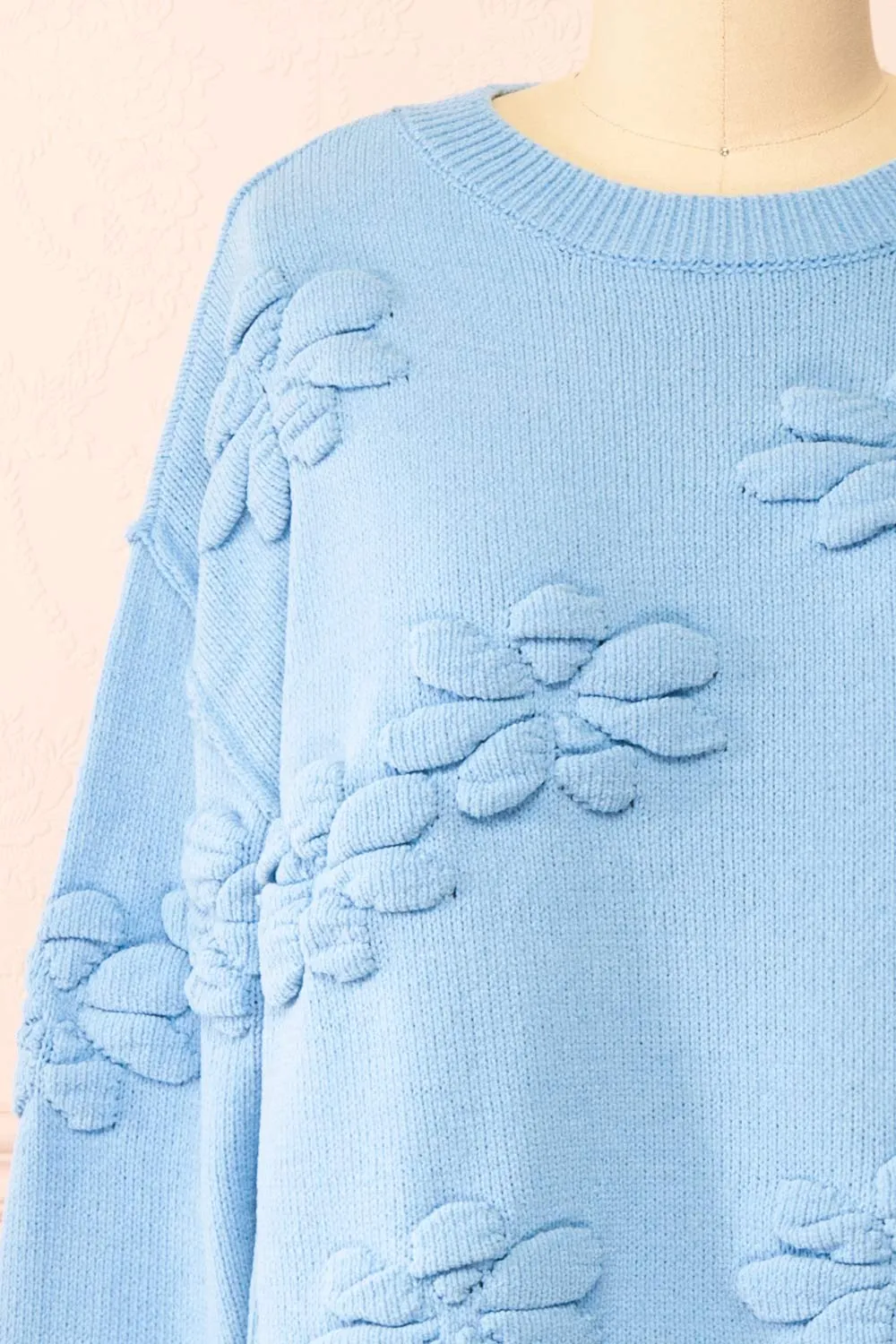 Vitis Blue | Sweater w/ 3D Floral Embroidery