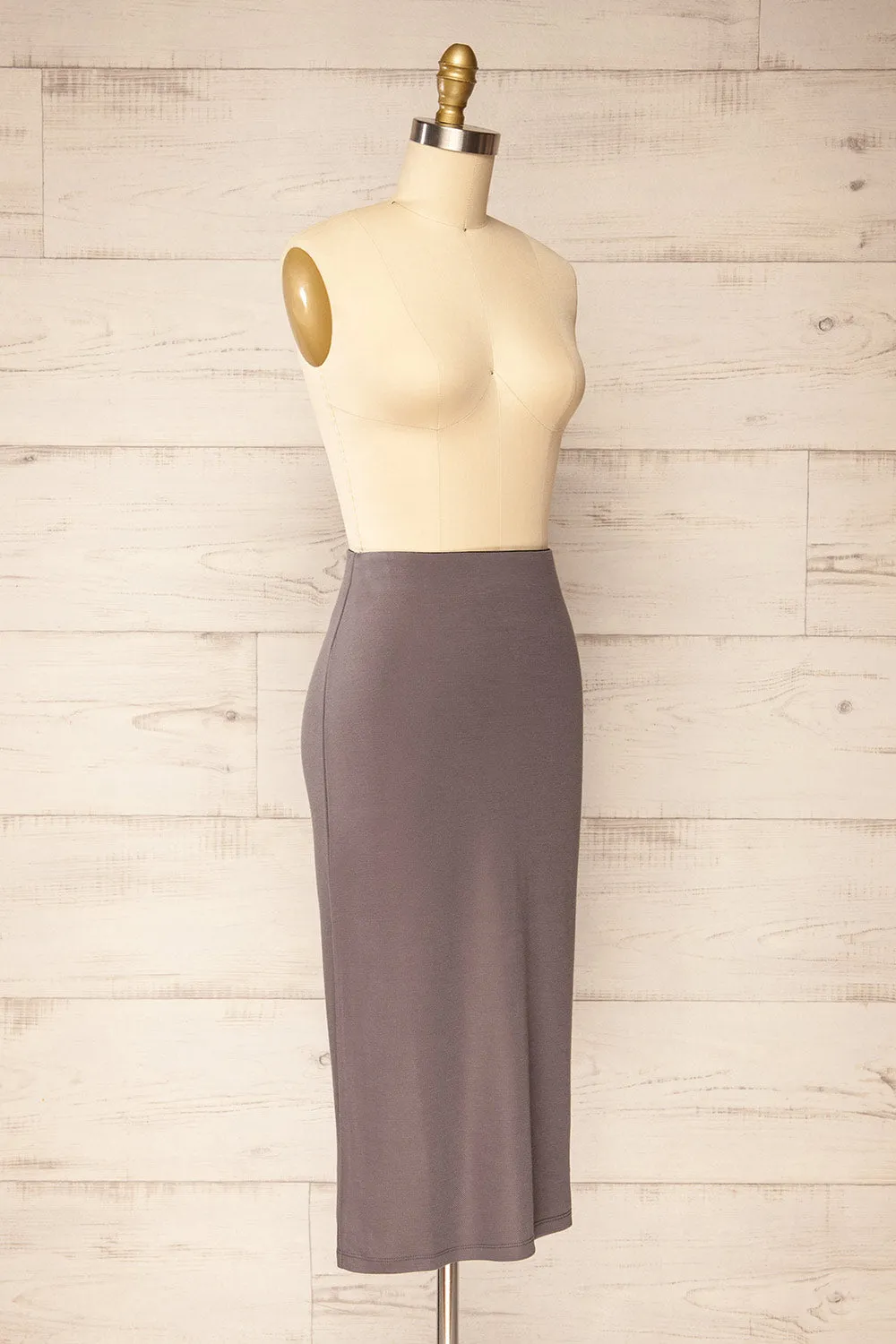 Warkalyk | Grey Straight Midi Skirt