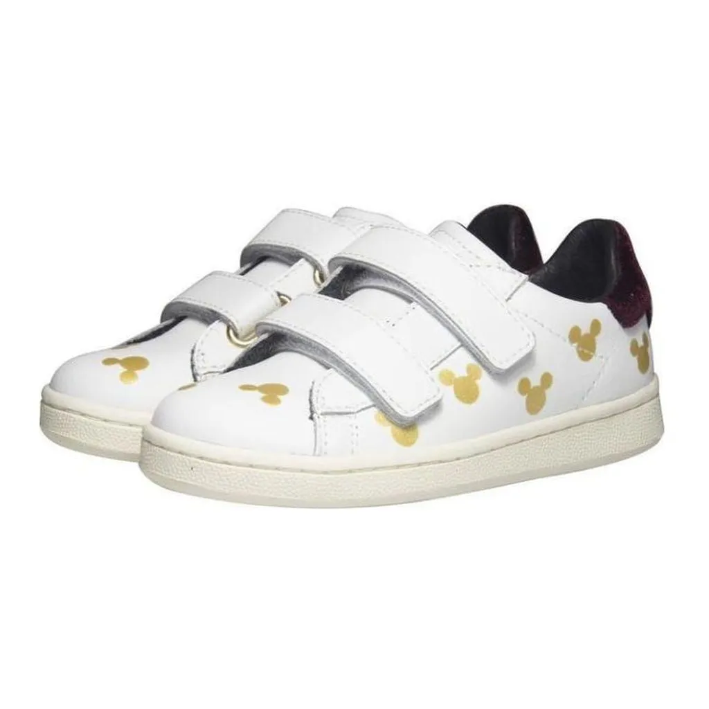 White Gold Mickey Print Shoes