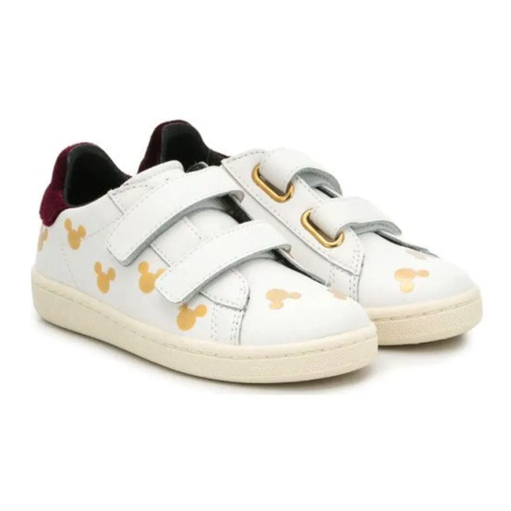 White Gold Mickey Print Shoes