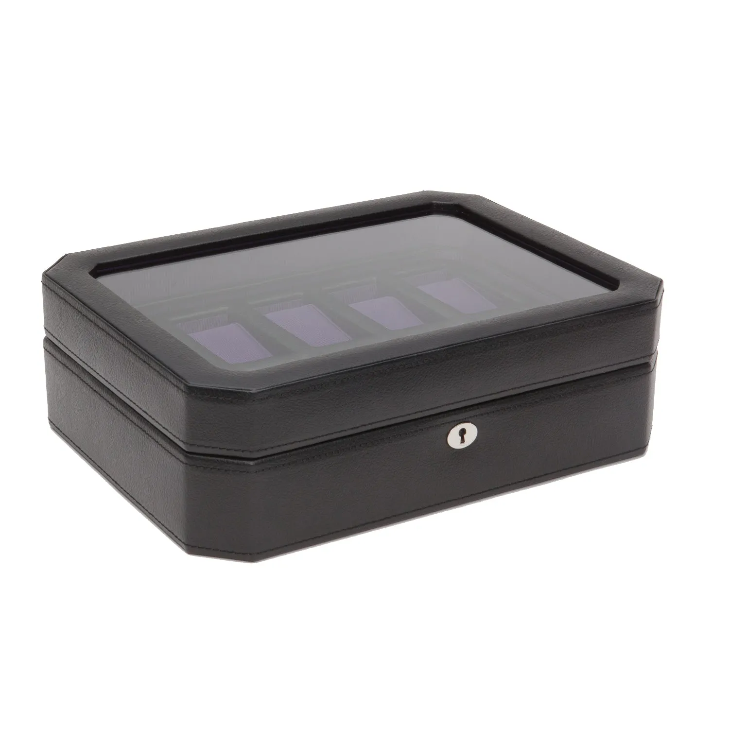 Wolf 458403 Windsor 10 Piece Watch Box in Black & Purple