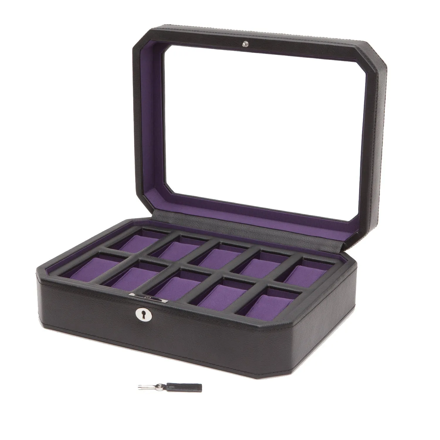 Wolf 458403 Windsor 10 Piece Watch Box in Black & Purple