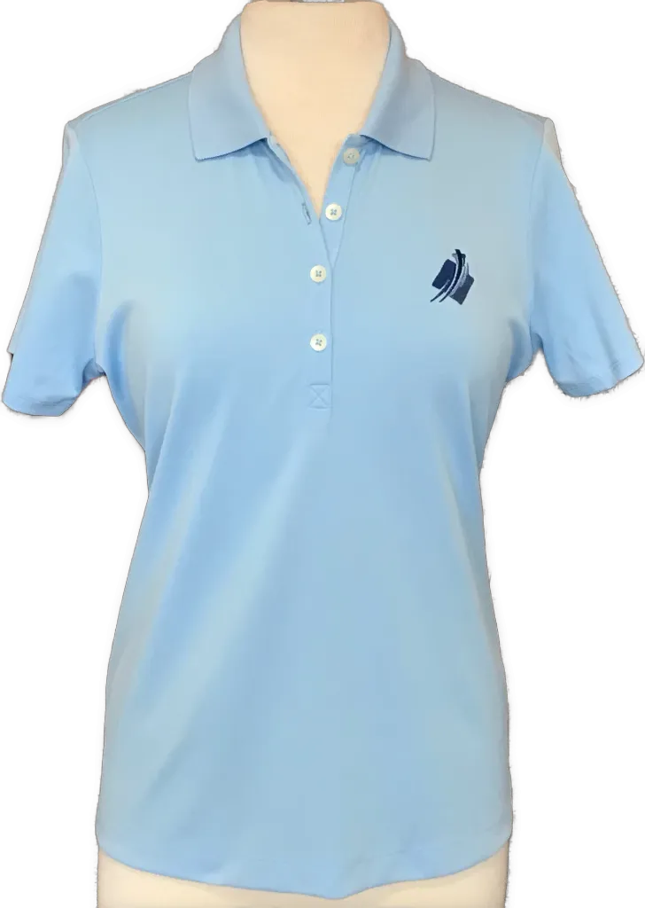 Women's Donald Ross Blue Pique Golf Polo w/ Logo Size M