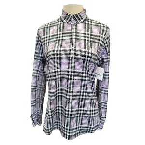 Women's EP NY Black & Purple Plaid Zip Sun Shirt Pullover w/ Logo Size M MSP$97