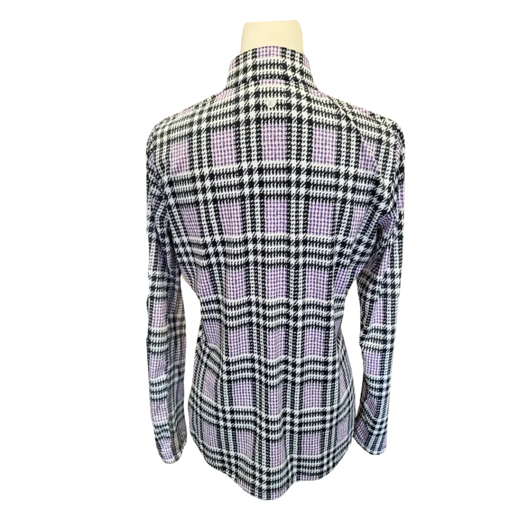 Women's EP NY Black & Purple Plaid Zip Sun Shirt Pullover w/ Logo Size M MSP$97