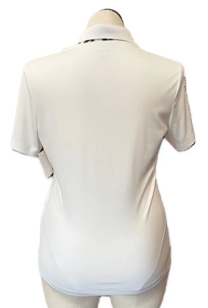 Women's Greg Norman White Golf Polo w/ Animal Print Placket Size L MSp$79