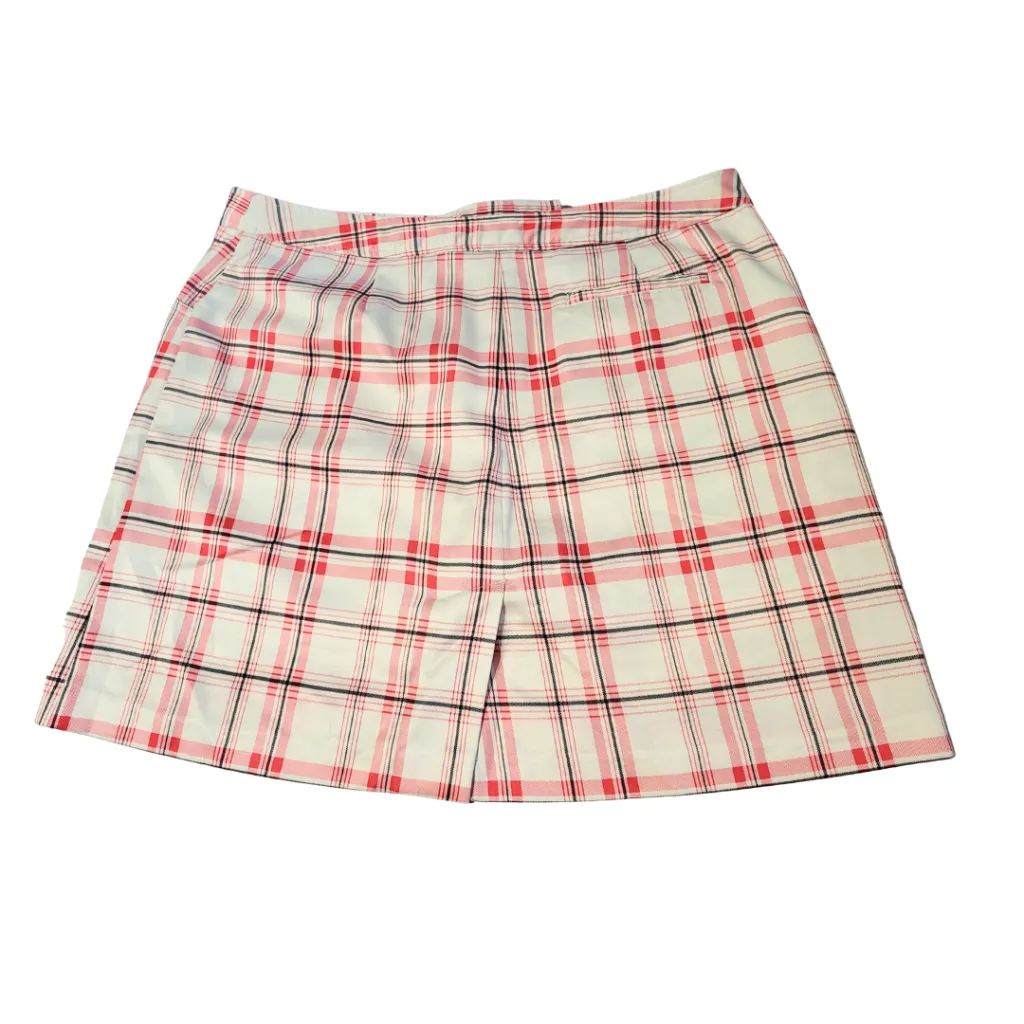 Women's Izod XFG Stretch Red White and Black Plaid Golf Skort Size 12