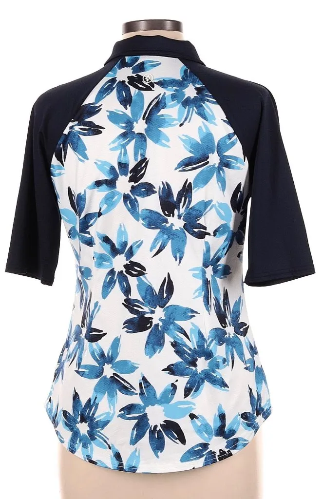 Women's Jofit Navy & White Floral Half Sleeve Golf Top Size M MSP$92