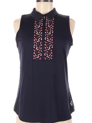 Women's Navy Sleeveless Golf Polo with Confetti Placket Size M MSp$90