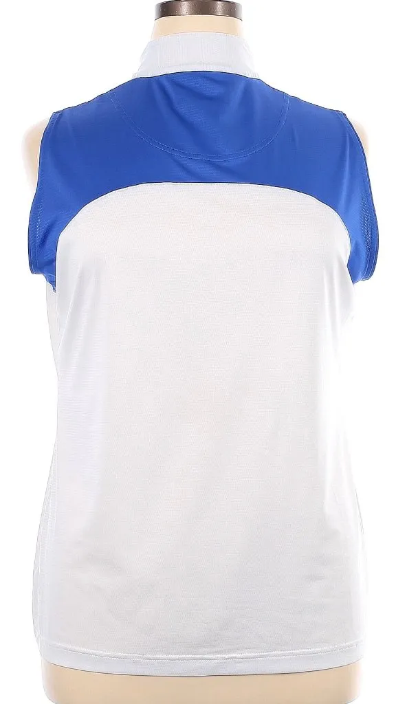 Women's Sport Haley White & Blue Sleeveless Golf Polo Size XL MSP$