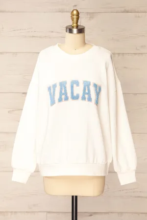 Wrenley | Embroidered White Crewneck
