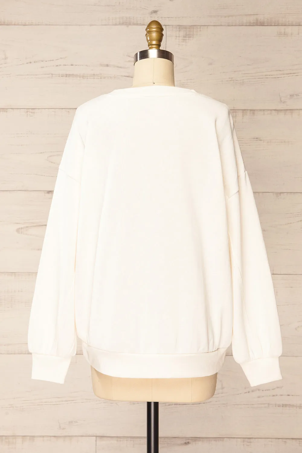 Wrenley | Embroidered White Crewneck
