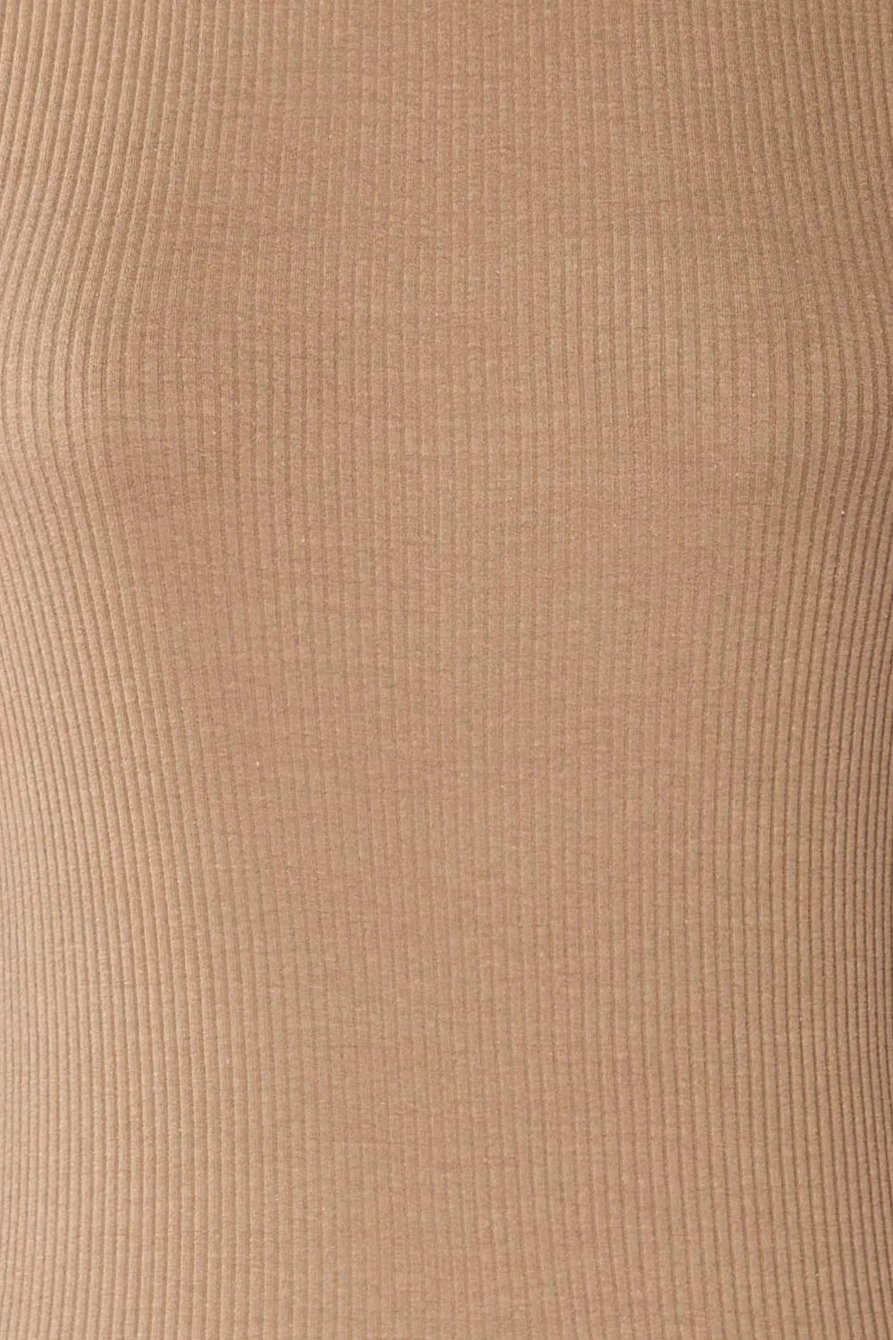 Yaline Taupe | Ribbed Top w/ Ruffled Collar