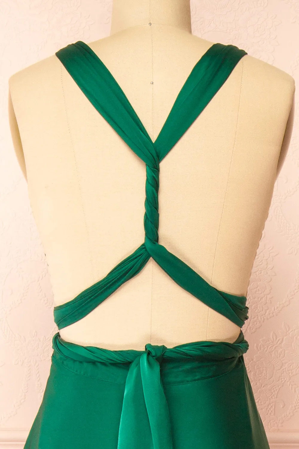 Yayabei | Green Satin Convertible Maxi Dress