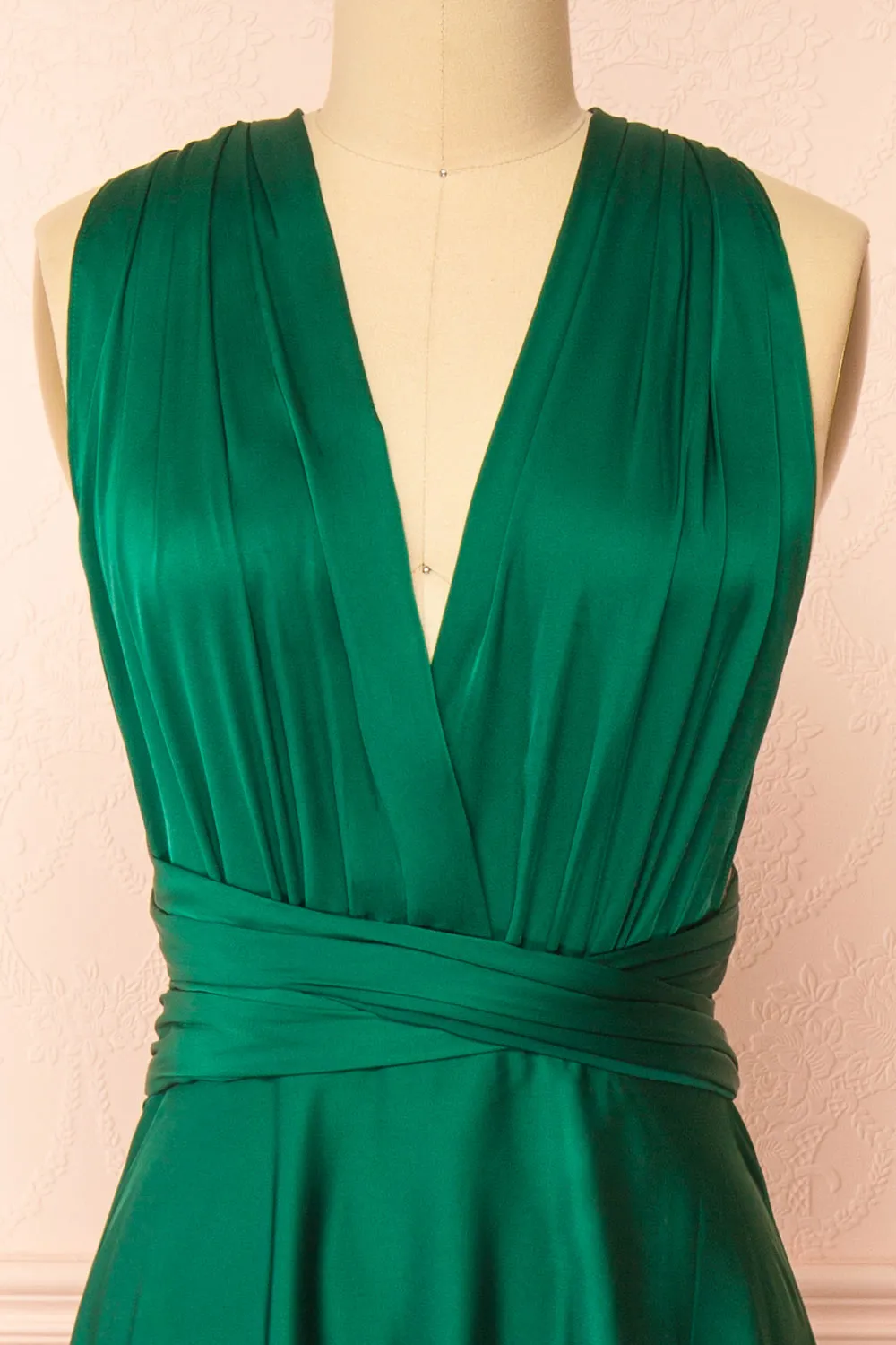 Yayabei | Green Satin Convertible Maxi Dress