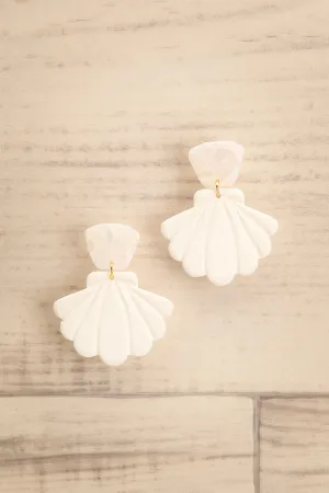 Yetish White | Large Shell Pendant Earrings
