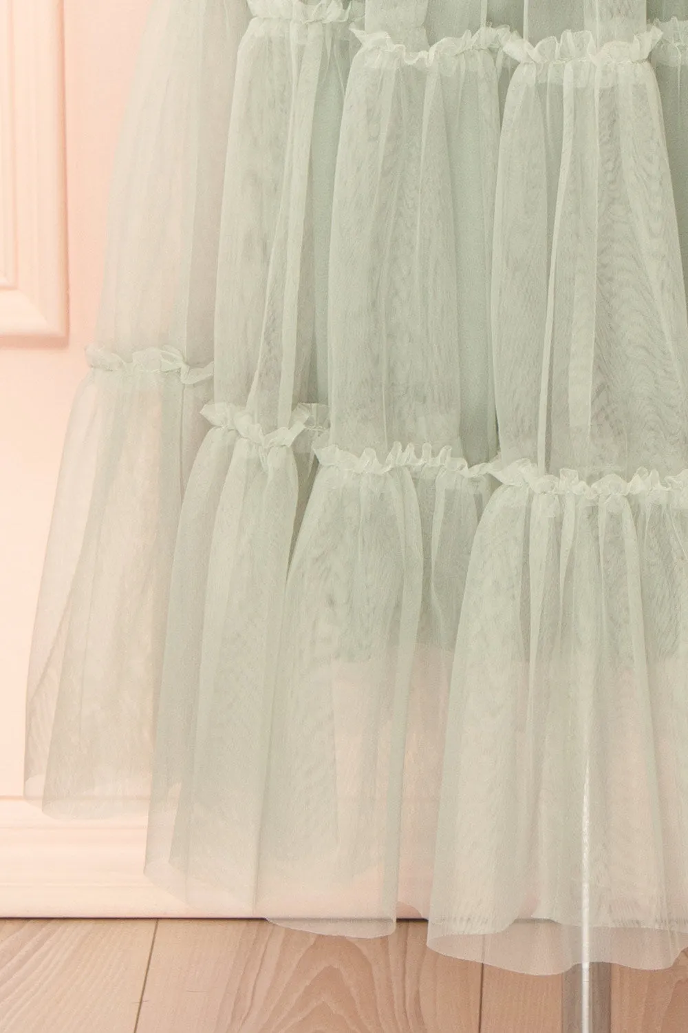 Yotsuba Sage | Tiered Tulle Midi Skirt