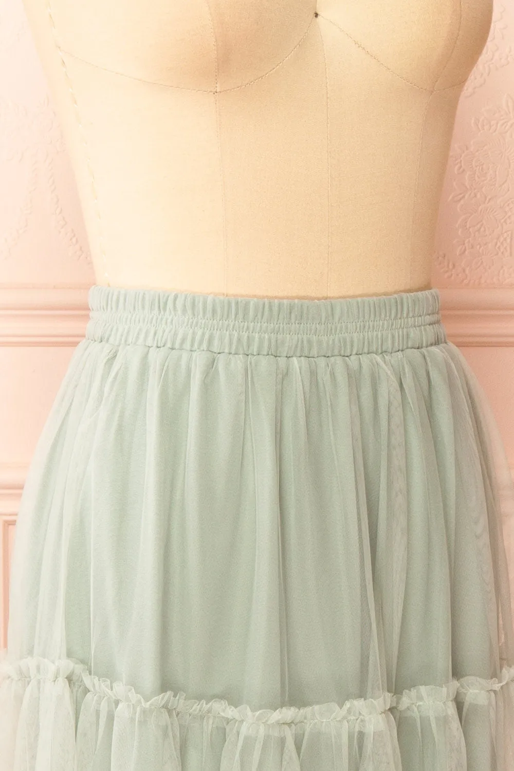 Yotsuba Sage | Tiered Tulle Midi Skirt