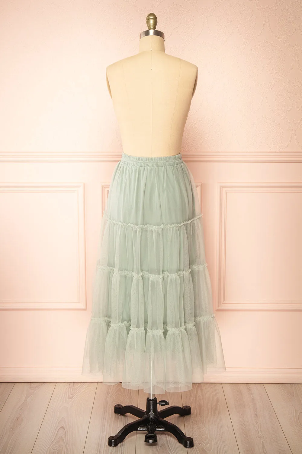 Yotsuba Sage | Tiered Tulle Midi Skirt