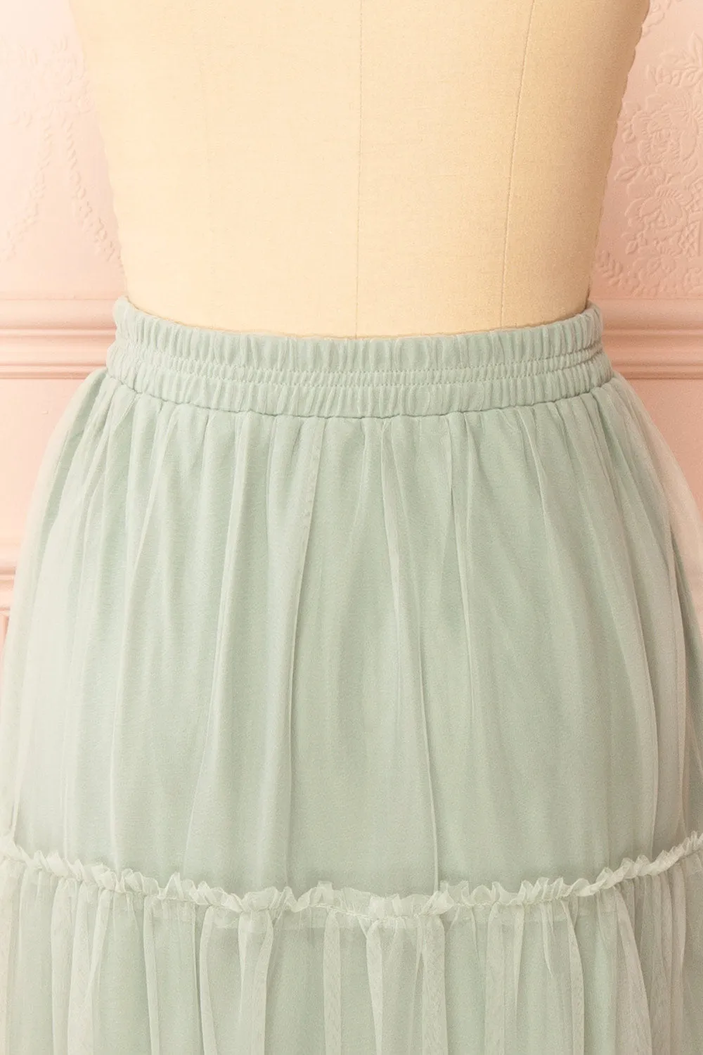 Yotsuba Sage | Tiered Tulle Midi Skirt